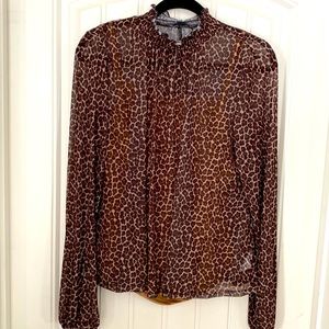 New Animal Print High Neck Blouse with attached camisole.